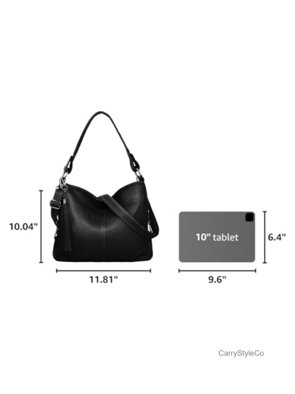 Genuine Leather Hobo Bag Shoulder Crossbody Purse Tassel Large - Picture 2 of 6